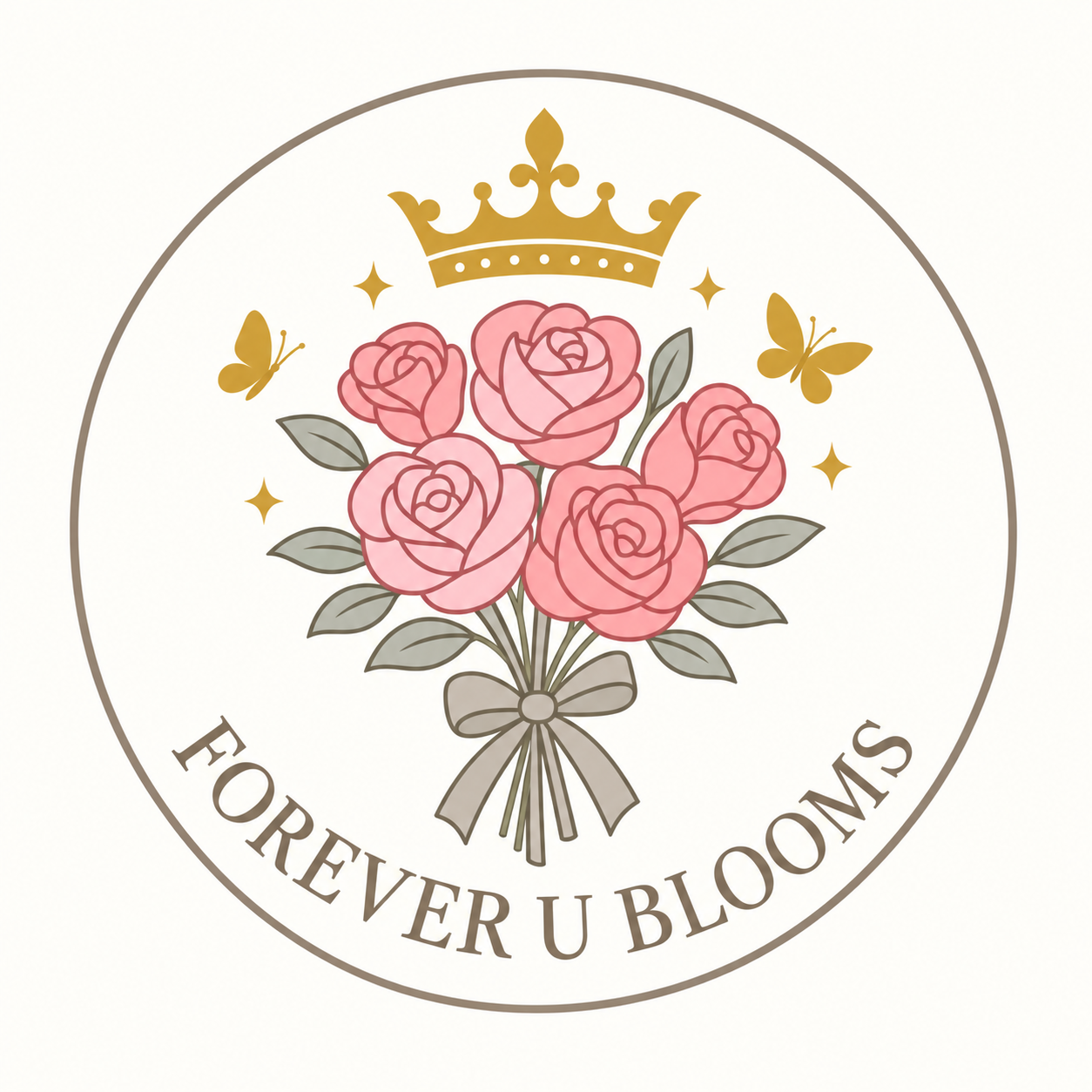 Forever U Blooms rose and crown logo